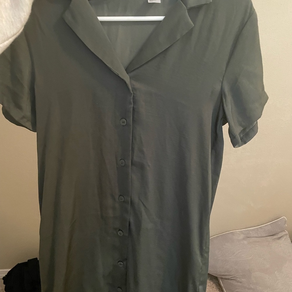 Green silky dress